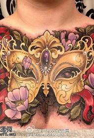 chest mask floral tattoo pattern