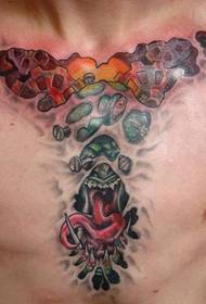 European and American Devil Mekanical Tattoo Pattern 54685-àyà awọ ṣẹẹri tatuu tatuu aworan