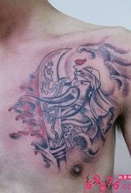 petto modello di tatuaggio del coltello grande Guan Gong