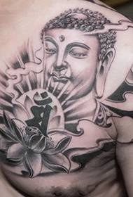 male front chest atmosphere Buddha tattoo