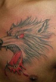mellkas uralkodó vér farkas fej tetoválás kép