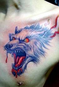 imagen de patrón de tatuaje de lobo de sangre 3D de pecho de chicos