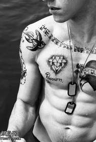 Chest Heart Diamond Tattoo Pattern