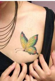 fashion beauty chest magandang kulay ng butterfly tattoo na larawan