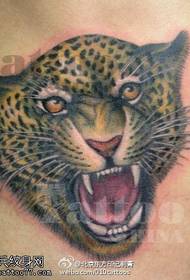 nuožmus leopardo galvos tatuiruotės modelis