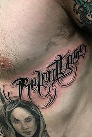 uzorak tetovaže lika vjeverice ispod prsa