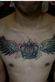 Mužské přední hrudník cool klasické korunní křídla tetování funguje obrázek