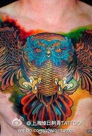 modèle de tatouage hibou cool poitrine de l'homme