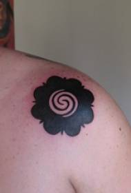 boys shoulders black sketch creative literary flower tattoo picture