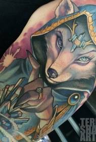 Brazo grande, fermoso patrón de tatuaxe de bruxas pintado en raposo