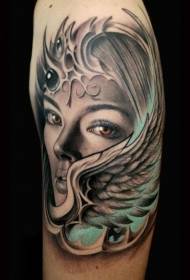 рака реална девојка аватар крилја тетоважа шема