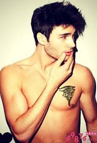 European man chest black and white totem tattoo picture picture