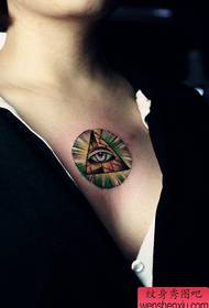девушка грудь красивый цвет татуировка глаз