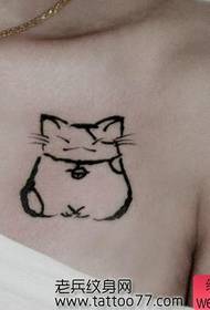 super søt skjønnhet bryst totem katt tatovering mønster