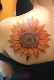 tyttöjen olkamaalaustaito yksinkertainen linja pieni tuorekasvi auringonkukka tatuointi kuva