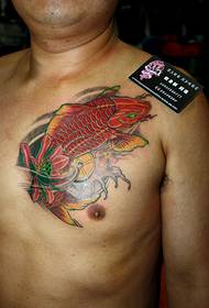 patró de tatuatge de calamar al pit - recomanat per Huainan Night Tattoo Studio