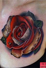 boob European ndi American color Rose tattoo tattoo