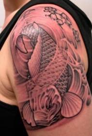 motivo tatuaggio spalla calamari e fiori