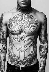 European and American men's chest handsome tattoo