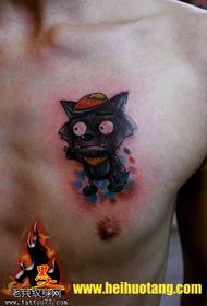 piept drăguț desen animat tatuaj lup gri