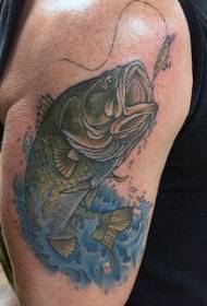 patrón de tatuaxe de peixes de cores grandes realistas