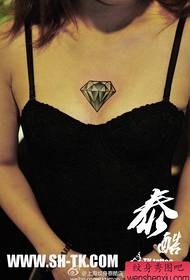 tyttöjen rinnassa klassikoita suosittu pieni timantti tatuointi malli