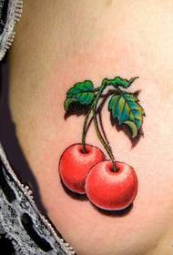 bröst tatuering mönster: bröst färg frukt körsbär tatuering mönster