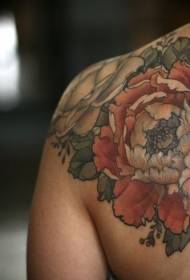 plecu krāsas vintage ziedu tetovējuma raksts