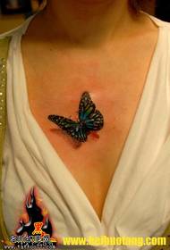 krūtinės lobis mėlynas drugelio tatuiruotės modelis