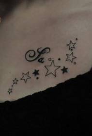 дівчина грудей тотем п'ятикутна зірка візерунок татуювання