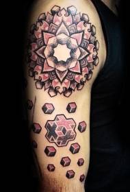 ŝultra koloro kun geometria tatuaje de flora tatuaje