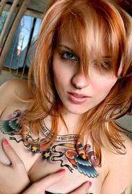 beauty chest popular good-looking small swallow tattoo pattern