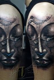 голема рамена на рамената во боја, импресивна женска маска шема на тетоважи
