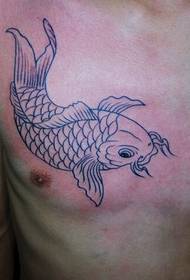 ličnost muški prsa fino izgleda riba tetovaža uzorak slika