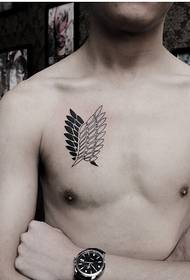 时尚男性胸部个性霸气自由之翼纹身图图片