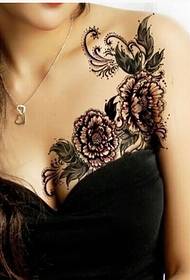 skønhed bryst kun smukke blomst tatovering mønster billede