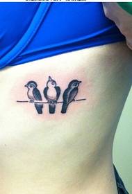 foto di modello di tatuaggio uccello semplice e simpatico sul petto lato ragazza