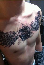 klasický muž predný hrudník v pohode korunka krídla tetovanie vzor obrázok