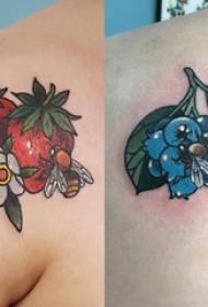 zadné rameno tetovanie dievča zadné rameno rastlín a včelí tetovanie obrázok