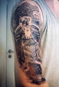 男の子の大きな腕色の戦士のタトゥーパターン