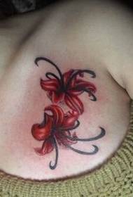 sexy female chest only beautiful color lily pattern picture