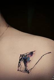 linija kite akvarelna linija na ramenu Tattoo pattern