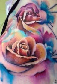 Schulter Europa und Amerika Farbe Rose Splash Ink Tattoo-Muster