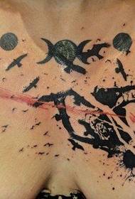 vrou bors spesiale styl duif hart pad tattoo patroon