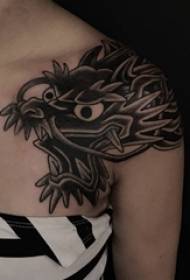 spalla tatuaggio semplice ragazza spalla tatuaggio drago nero foto
