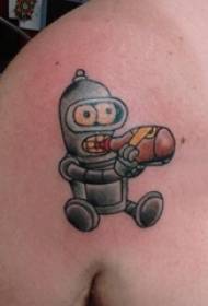 meninos ombro pintura picada dicas linhas geométricas Foto de tatuagem de robô de desenho animado