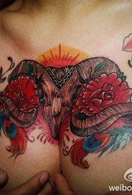 girls chest cool classic sheep head tattoo pattern