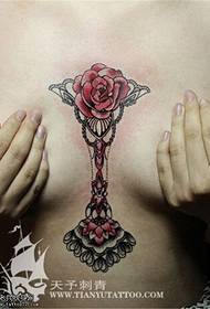 Brust Farbe Spitze Rose Tattoo Muster