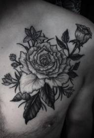 ramena crna siva realističan uzorak tetovaža ruža