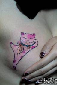 груди која привлачи мачка тетоважа узорак
